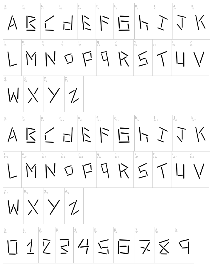 Linerstencil font map